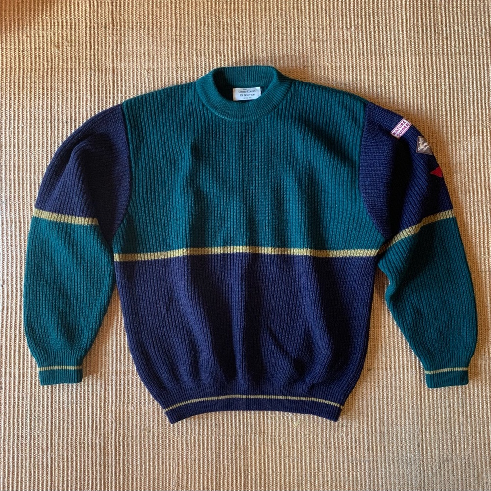 United Colors Of Benneton Vintage Shetland Wool  Sweater, Men’s 48 Large, 90s